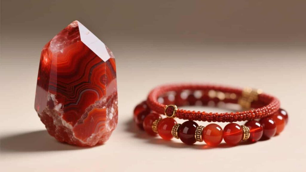 Red Jasper crystal and bracelets