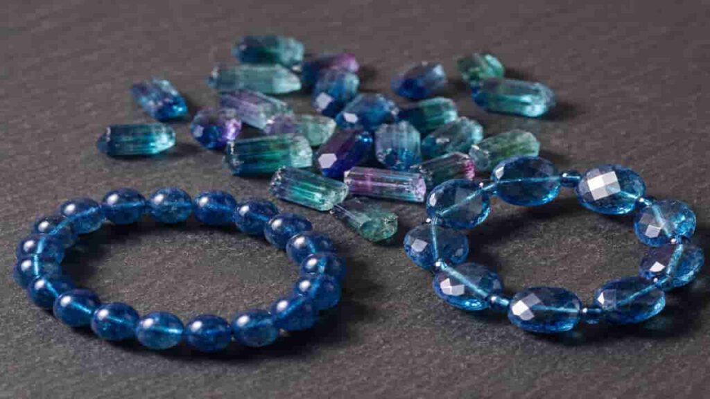 Blue Tourmaline Gems and Bracelets
